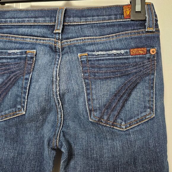 7 FOR ALL MANKIND Dojo Jeans Girls Size 12 (26x14) Blue Crop Denim Boho GUC - Picture 10 of 10